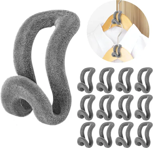Mlici Ganchos de terciopelo para colgar ropa, 60 piezas resistentes que ahorran espacio para armario, color gris