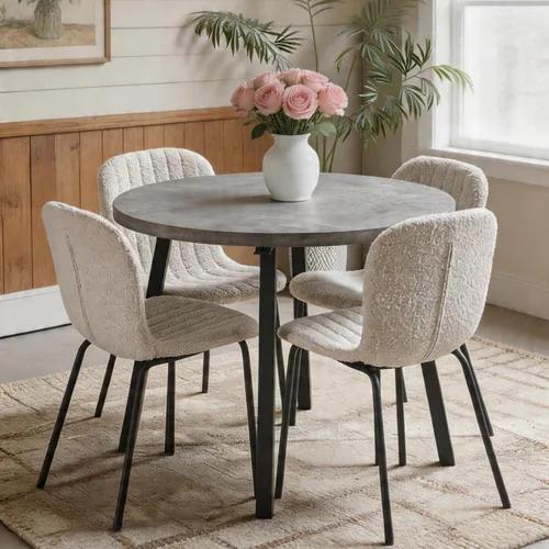 Miniatura 28 de Juego de Mesa de Comedor Redonda de 37 Pulgadas para 4, Moderno Juego de Café de Cocina de Círculo Pequeño para Apartamento, Sala de Estar, Oficina