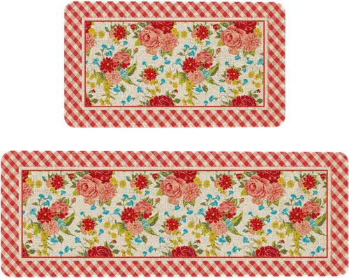 Miniatura 40 de Mloabuc® Tapete decorativo de flores, tapetes de cocina de arpillera de arpillera para mujer, accesorios de cocina para exteriores, 17 x 30 pulgadas