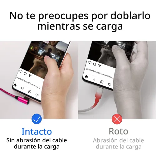 Miniatura 6 de Teeind Cable de ángulo USB C: [90 grados/6 pies/4 unidades/paquete de 4] Cable USB C de nailon compatible con Samsung Galaxy S10/S10e/9/Note 10