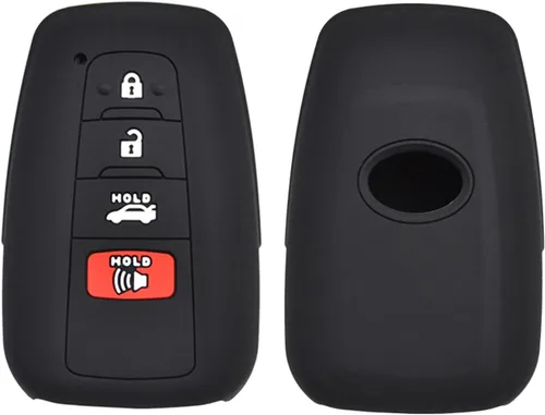 DON'T TOUCH MY KEY Paquete de 2 fundas de silicona para llavero remoto de 4 botones compatibles con Toyota Camry Prius RAV4 Highlander C-HR