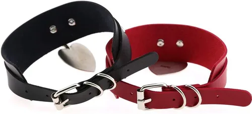 Miniatura 5 de SJYFAL Gargantilla de cuero para mujer, collar de corazón de roca para niñas punk, collar ajustable