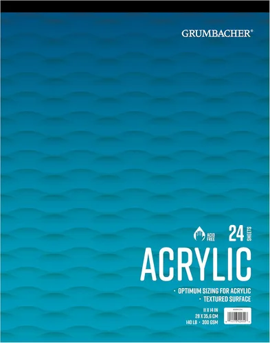 Miniatura 8 de Grumbacher Bloc de papel acrílico de 9 x 12 pulgadas con páginas de entrada y salida, 140 libras / 300 GSM, cable lateral, 24 hojas/bloc de notas
