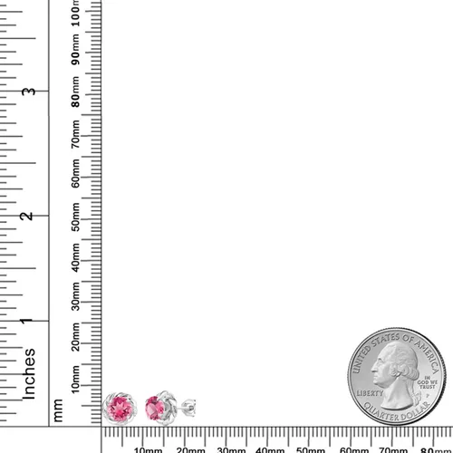 Miniatura 403 de Gem Stone King Aretes de plata de ley 925 de 0.236 in con piedra natal redonda para mujer