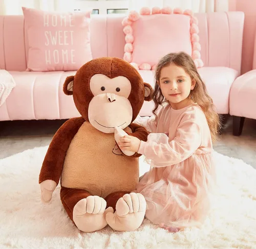 Miniatura 4 de IKASA - Mono gigante de peluche, juguete de animal de peluche suave para niños (Marrón, 30 pulgadas)