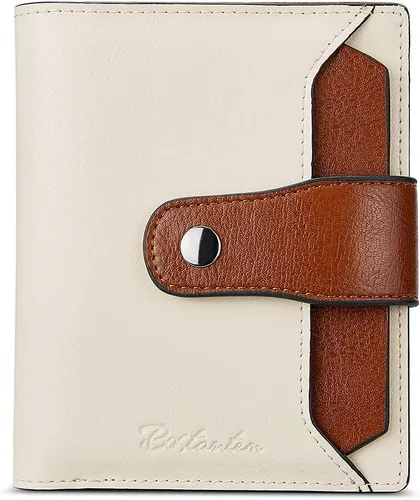 Miniatura 35 de BOSTANTEN Cartera de piel para mujer, con bloqueo RFID, pequeña, plegable, con bolsillo con cremallera, tarjetero, con ventana de identificación