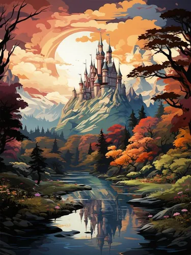 Meothan Kits de pintura por números, pintura por números para adultos principiantes, kits de pintura de castillo de acuarela por números en lienzo 1