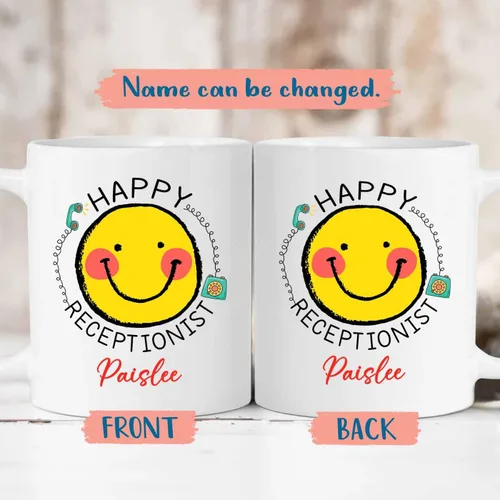 Miniatura 2 de Taza de café de recepcionista personalizada, regalos para agradecimiento, taza blanca de recepcionista, taza de viaje para recepcionistas, taza