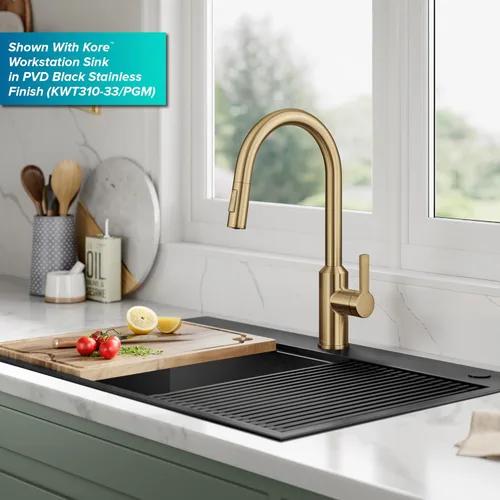 Miniatura 3 de Kraus Oletto KSF-2830BB - Pulverizador desplegable de una sola manija para grifos de cocina con sensor sin contacto en latón cepillado Bronce