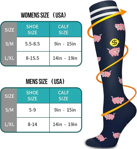 Miniatura 7 de Calcetines médicos de compresión de cobre para mujeres y hombres (6 pares), el mejor apoyo para correr, atletismo, enfermería, viajes