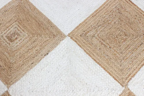 Miniatura 8 de Collection - Alfombra de pasillo de 2.6 x 4 pies, alfombra trenzada de yute blanca y beige, alfombra geométrica kilim para interiores y exteriores