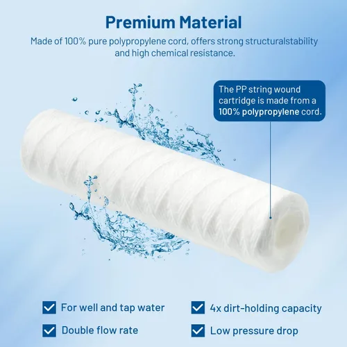 Miniatura 4 de Whole House - Cartucho de filtro de agua para pozo de sedimentos de 5 micrones, 10 x 2.5 pulgadas, repuesto para W5W, WHKF-WHSW, RS5-DS, RS2-DS