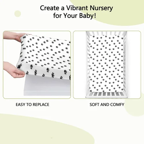 Miniatura 6 de Sábanas bajeras ajustables con temática a cuadros, sábanas portátiles para cuna pequeña, sábana bajera suave, ideal para habitación de niños o niñas