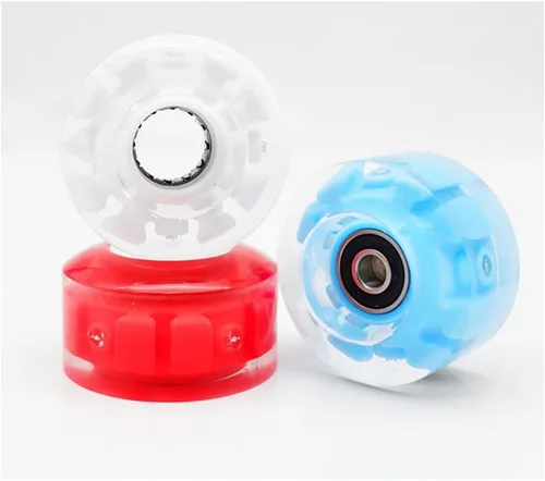 Miniatura 5 de Paquete de 8 ruedas de patinaje con luces de 2.283 x 1.260 in con rodamientos para patines cuádruples o accesorios para patinaje de doble fila