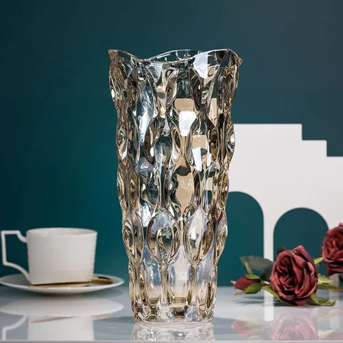 Miniatura 3 de Florero de cristal ámbar grueso de 9.5 pulgadas de alto para decoración del hogar, comedor, mesa de boda, oficina, vacaciones, fiesta, centro de mesa