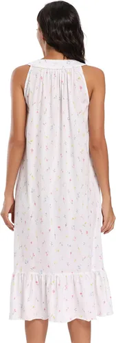Miniatura 7 de IZZY + TOBY Camisones de algodón para mujer, sin mangas, con bolsillos, suaves, con nudos, camisón largo