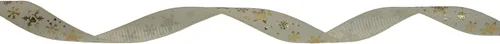 Miniatura 2 de Cinta de grogrén de copo de nieve con impresión dorada de 25 yardas cada rollo, borde tejido 100% poliéster (3/8 pulgadas, beige)