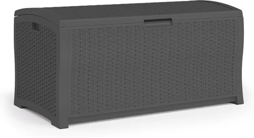 Suncast DBW9936P - Cajón extra grande para terrazas de color gris oscuro