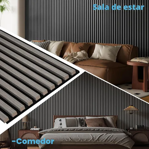 Miniatura 3 de Art3d Paquete de 2 paneles acústicos de madera de 108 x 12 pulgadas para pared, paneles de listones de madera insonorizados para pared y techo