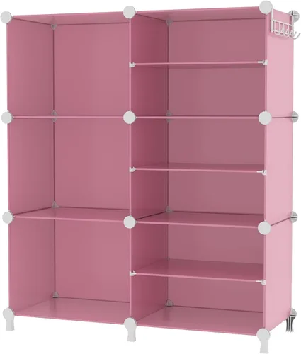 AWTATOS Organizador de armario con 6 cubos de almacenamiento, estantes portátiles para armario, organizadores de ropa y almacenamiento apilables Rosa