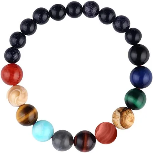 Miniatura 14 de Pulsera de cuentas de piedra para mujer, diseño de galaxia del universo de 8 planetas o 9 planetas en el sistema solar, pulseras de estrella