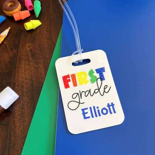 Miniatura 2 de Personalized Backpack Name Tag for Kid - First Day Gift for Boy Girl - Grade Level ID Badge (1st Grade)