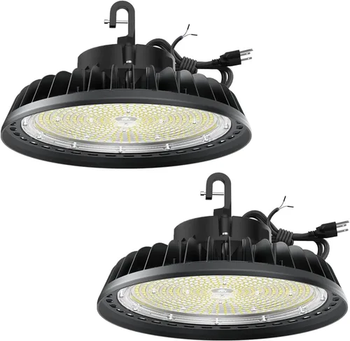 Miniatura 10 de UFO - Luz LED de alta bahía de 100 W, luces LED de alta bahía de 14,000LM, 0-10 V, regulable, cable de 6 pies con enchufe estadounidense, gancho