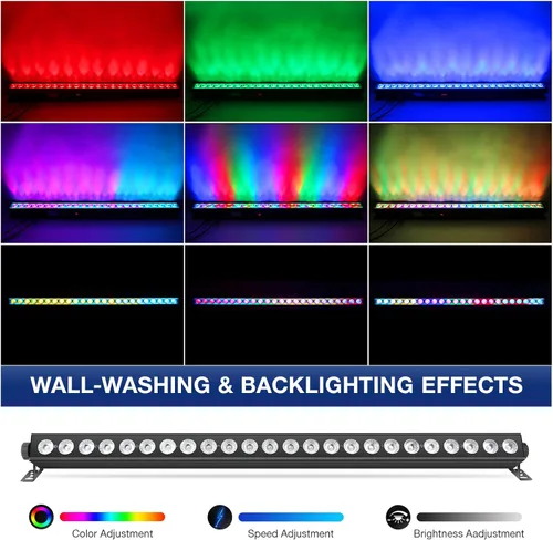Miniatura 3 de Barra de luz de lavado de escenario para DJs: luces de lavado de pared RGBW de 120W con LED de fondo RGB - Control remoto IR APP y control DMX