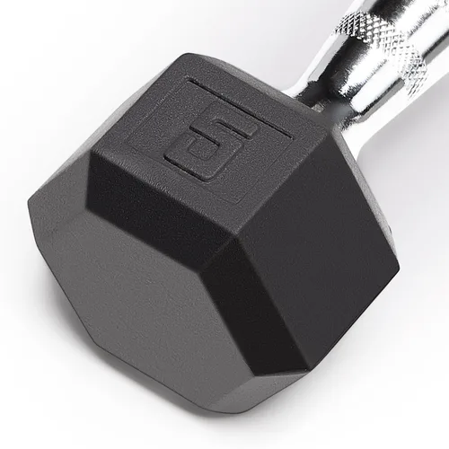 Miniatura 7 de Marcy - Mancuerna hexagonal de goma clásica con agarre estriado para entrenamiento de fuerza y culturismo, 5 libras - 50 libras, mancuerna