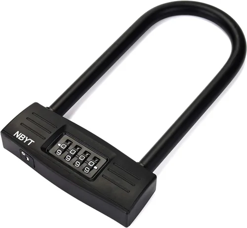 Cerradura de bicicleta U – Cerradura de combinación resistente para rueda de motocicleta, puerta de oficina, valla y puerta – Cerradura en U de