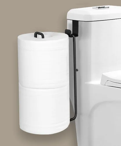 Miniatura 14 de Soporte de papel higiénico con almacenamiento para 3 rollos de papel higiénico montado en la pared sobre el tanque, organizador de papel higiénico