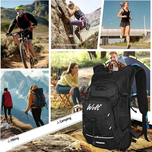 Miniatura 6 de WOLT Mochila de hidratación 18L para senderismo, mochila de agua con bolsa de agua de 2L para hombres y mujeres, paquete de hidratación para correr