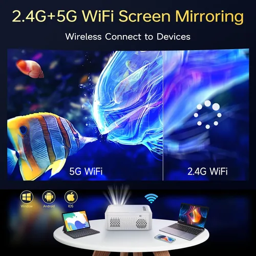 Miniatura 3 de Proyector con WiFi y Bluetooth, [Native 1080P Upgrade 240 ANSI] KSAN Proyector portátil, mini proyector de películas para uso al aire libre, Blanco