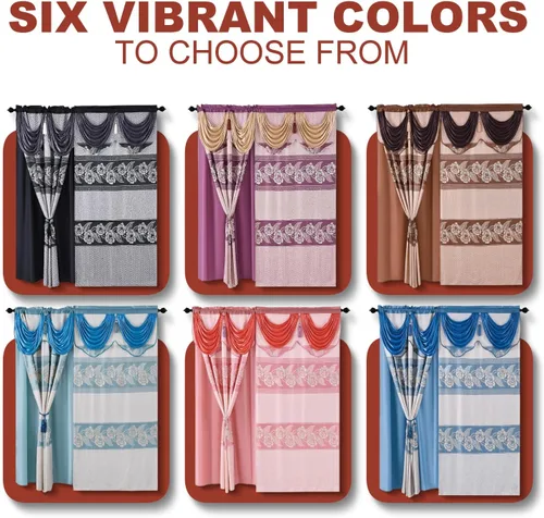Miniatura 6 de YHSF Cortinas elegantes para oscurecer la habitación para sala de estar y dormitorios, 54 pulgadas de ancho x 84 pulgadas de largo, juego de 2 Marrón