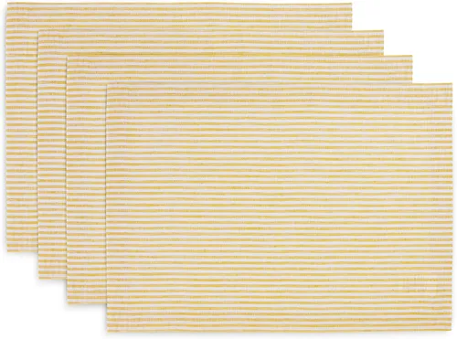 Miniatura 10 de Solino Home Juego de 4 manteles individuales de lino 100 % puro, manteles individuales de tela blanca y aguacate de rayas estrechas de 14 x 19