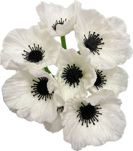 Miniatura 13 de Rikyo 10 ramos de flores artificiales de 11 pulgadas, flores de amapola, anémona que no se decoloran, flores silvestres falsas para mesa de cocina