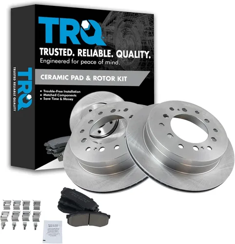 Miniatura 107 de TRQ Kit de rotor de freno trasero y pastillas de cerámica Posi premium compatible con camioneta Chevy GMC
