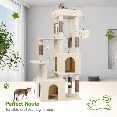 Miniatura 6 de Globlazer Torre de Gato para Gatos de Interior, Árboles de Gato de Alta Resistencia para Gatos Grandes Gatos Adultos Grandes Torre de Gato Maine