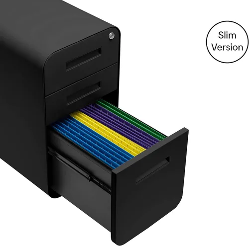 Miniatura 6 de Laura Davidson Furniture Stockpile Archivador móvil delgado de 3 cajones con cerradura - Archivador de metal para debajo del escritorio, carpetas