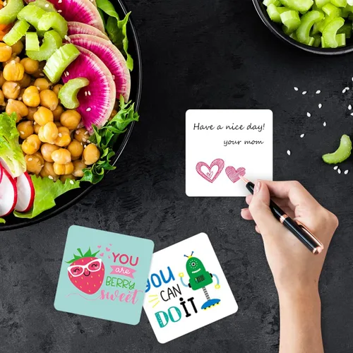 Miniatura 5 de Fantasyon Notas para la lonchera para niños, 60 unidades, lindas tarjetas de almuerzo inspiradoras, notas motivacionales para el almuerzo, regalos