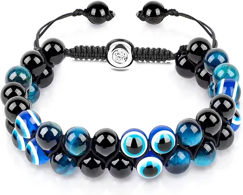 Miniatura 5 de Triple Protection Bracelet, CARPDIM Evil Eye bracelet and Black Obsidian evil eye Beads Bracelet for Men Women Healing Bracelets Bring Good Luck