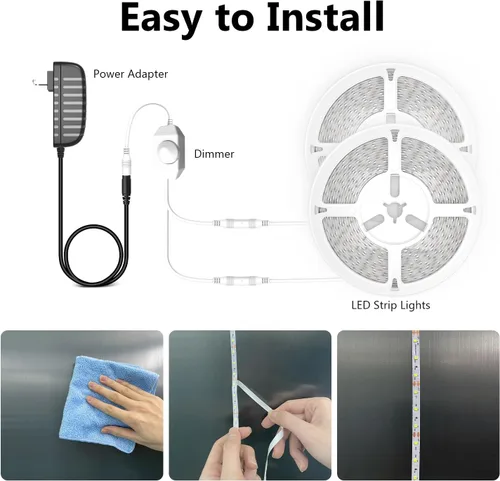 Miniatura 4 de dalattin Tira de luces LED blancas, tira de luz LED regulable de 40 pies, 6500 K, luz blanca brillante de 24 V, 720 LED 2835 cinta de luces