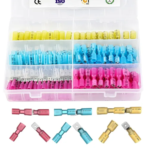 Miniatura 5 de MuHize Kit de conectores de terminales de 140 piezas – Terminales de cable impermeables aislados de 22-10 AWG, empalmes de horquilla de anillo