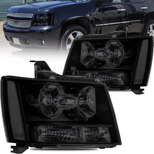 MOSTPLUS Conjunto de faros delanteros compatible con Chevy Tahoe 07-14 / 07-13 Avalanche / 07-14 Suburban 1500/07-13 Suburban 2500 con carcasa