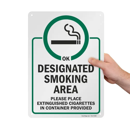 Miniatura 9 de SmartSign 10 x 14 pulgadas "Zona de Fumar Designada - Coloque los Cigarrillos Apagados en el Contenedor Proporcionado" Cartel de Metal, Aluminio