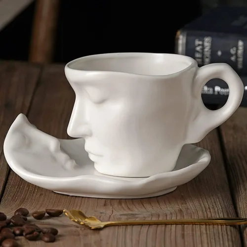 Miniatura 4 de ONEUSTAR Juego de taza de té y platillo de 8.5 onzas, taza de café de cerámica hecha a mano con cuchara para mujer, día de San Valentín, boda