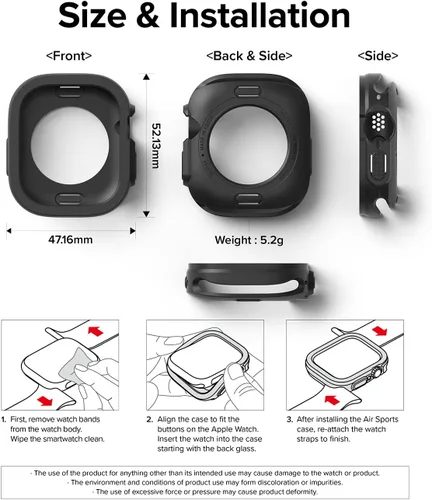 Miniatura 8 de Ringke Air Sports - Funda para Apple Watch Ultra 3/2/1 (1.929 in) [recortes a medida] Funda de poliuretano termoplástico suave y flexible ligera