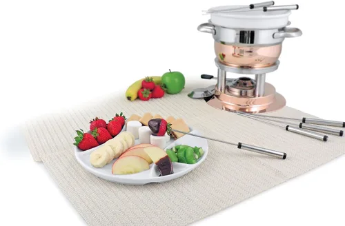 Miniatura 2 de Swissmar Raclette & Fondue - Platos de porcelana – Juego de 4 platos compartimentados para sushi, postres, carnes, salsas de inmersión, fácil