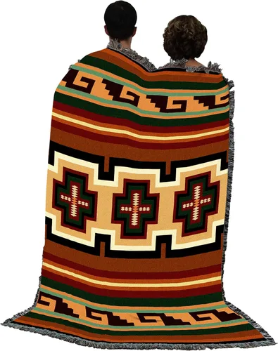 Miniatura 3 de Pure Country Weavers Manta Hayat – Inspirada en los nativos americanos del suroeste – Manta de regalo tejida de algodón – Fabricado en los Estados