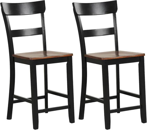 Miniatura 12 de Giantex Juego de 4 Taburetes de Bar de Madera de Altura de Mostrador, 24.5" Sillas de Bar de Comedor de Madera Estilo Granja con Marco de Madera